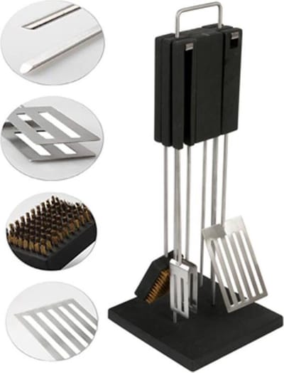 QDO Roestvrijstalen Barbecue- /Grillset Deluxe met standaard