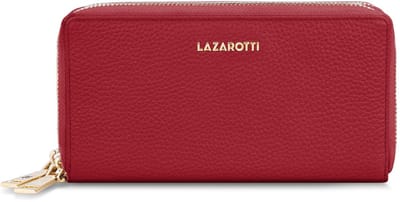 Lazarotti portemonnee Bologna Leather Double Zip Around Wallet Red rood