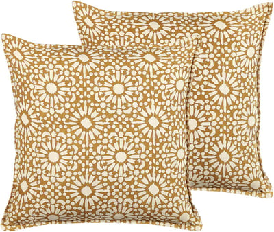 CEIBA - Sierkussen set van 2 - Zandbeige - 45 x 45 cm - Katoen