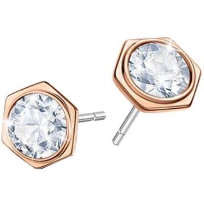 Swarovski Zeshoekige Prachtige Sfeervolle Imitatie Kristal Oorbellen Unisex oorbellen Roségoud 5371199 Box (Random Color) white