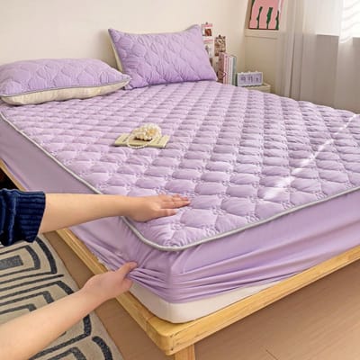 Bonenjoy Matrasovertrek Effen Kleur Bedlinnen Elastische Bedovertrek Zachte Matrasbeschermer Sprei (Geen kussensloop) 90x200x25cm 1pc