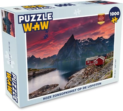 Puzzel Roze zonsopkomst op de Lofoten - Legpuzzel - Puzzel 1000 stukjes volwassenen