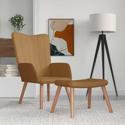 vidaXL - Relaxstoel - met - voetenbank - fluweel - bruin