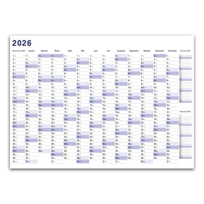 Dailygoods- Jaarplanner 2026 A0-formaat - 118,9 x 84,1 cm - 12 maanden - Indeling per week - Rustgevende Morandi-kleuren - Ruime schrijfruimte - Jaarkalender