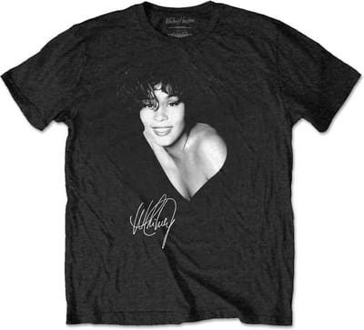 Whitney Houston - B&W Photo Heren T-shirt - 2XL - Zwart
