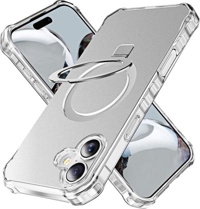 Coverup Hoesje - Geschikt voor iPhone 16 Plus Hoesje - Coverup ShockProof TPU Back Cover met MagSafe Compatible Ring Kickstand - Grijs
