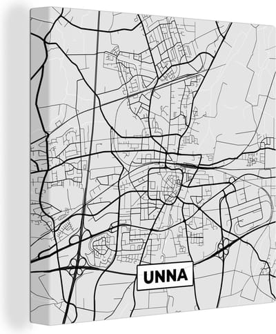 Canvas Schilderij Duitsland - Stadskaart - Plattegrond - Unna - Kaart - 20x20 cm - Wanddecoratie