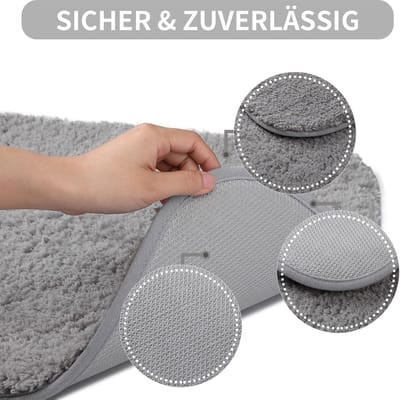 Famanu - Microvezel badmat 50 x 80 cm, machinewasbaar, zeer absorberend badtapijt, antislip badkamermatten, sneldrogend, grijs
