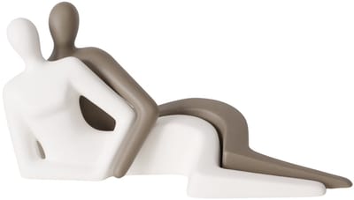 Boltze - Beeld - Sculptuur - ontspannen van elkaar houden - keramiek beeld man en vrouw - 38x14x19 cm creme bruingroen