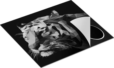 Chefcare Inductie Beschermer Tijger Illustratie van Origami - Abstract - Zwart Wit - 60x50 cm - Afdekplaat Inductie - Kookplaat Beschermer - Inductie Mat