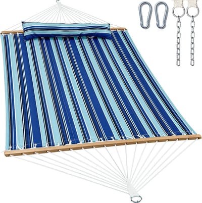 Dubbele Hangmat voor 2 Personen - Dubbel Gewatteerd, 215 kg, met Spreidstang en Opbergzak