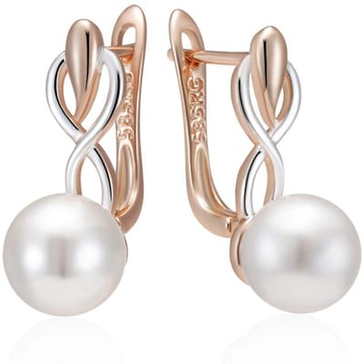 Boucles d'oreilles pendantes géométriques tendance avec perles pour femmes Couleur or rose Mélange Zircon naturel Bijoux de mariage ethniques bohèmes beige