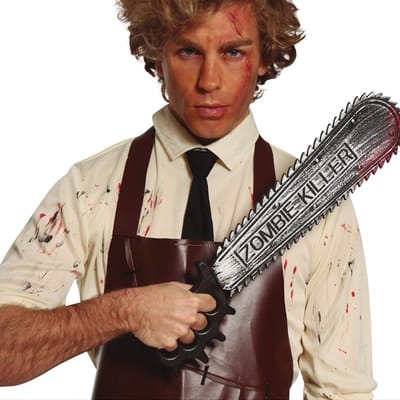 Horror zaag met bloed - groot - 50 cm - kunststof - zombie killer - Halloween thema