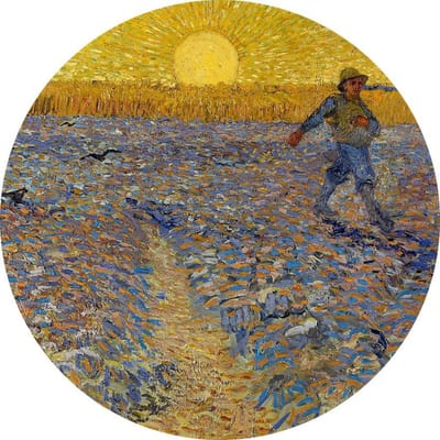 De zaaier, Vincent van Gogh - Foto op Behangcirkel - ⌀ 100 cm