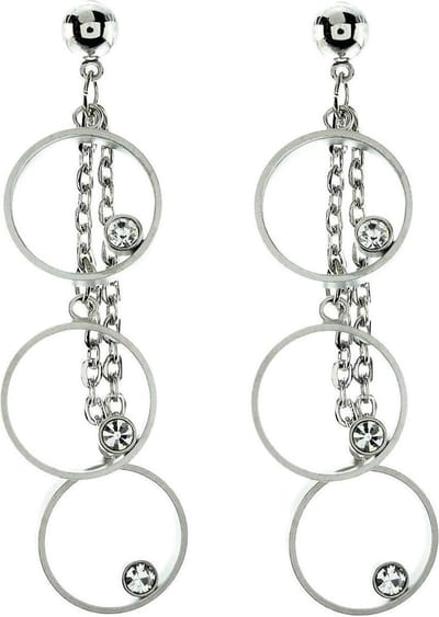 Behave - Ronde oorhangers zilverkleur met steentjes - Modeaccessoire