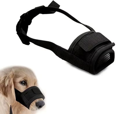 Rieba® Muilkorf Hond - Maat S - Omtrek Snuit 12-15 cm - Zacht Materiaal - Verstelbaar - Snelsluiting - Ademend - Honden Muilband - Nylon - Zwart