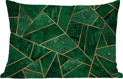 Buitenkussens - Tuin - Smaragd - Goud - Abstract - Patronen - 50x30 cm
