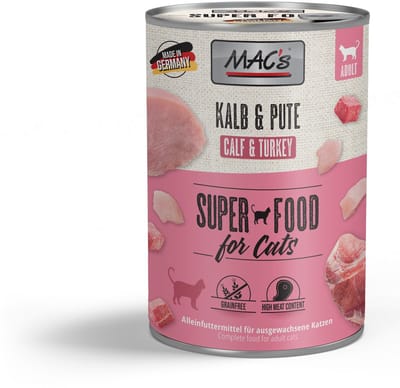 MAC's Kattenvoer Natvoer Blik - 99% Kalf & Kalkoen - 6 x 400g