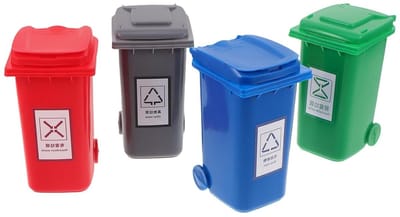 Bureau Vuilnisbak - Afvalbak Prullenbak - Werkplek Opruimen - Effectieve Geurpreventie - 4 Stuks - Diverse Kleuren