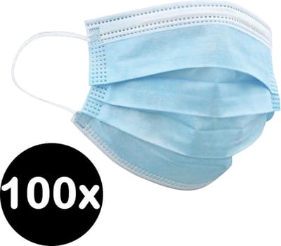Mondkapje Wegwerp Mondkapjes Mondmasker - Niet Medisch - Blauw - 100x