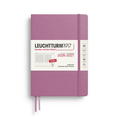 Leuchtturm1917 - 2026/2027 - 18 maanden - Academic Week Planner - Academische week agenda - Dusty Rose - Harde kaft - A5 formaat - 15x21cm - Medium