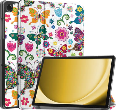 Hoes - Geschikt voor Samsung Galaxy Tab A9 - Dun & Stevig - Trifold Bookcase - Hard Cover - Hardcover Book Case - Tablet Hoesje - Vlinders