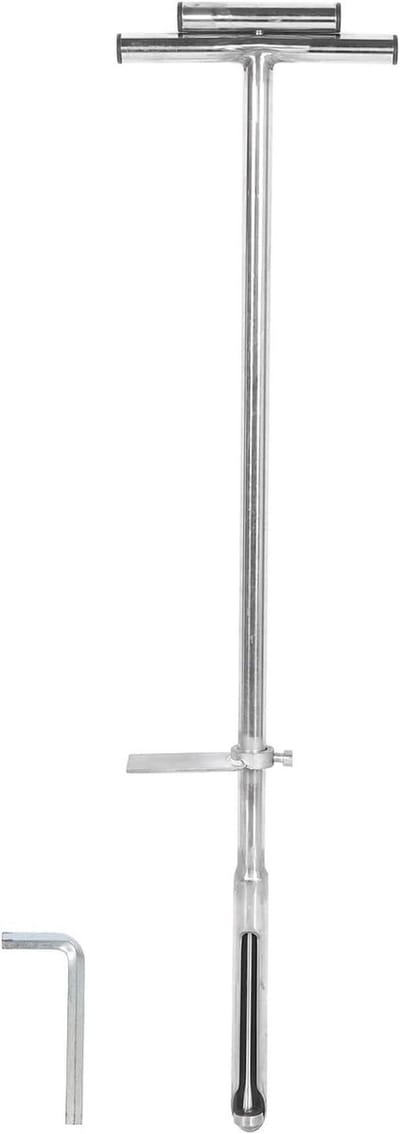 Bodem Sampler Sonde - Grondboor - Bodem Analyse - Met Ejector Voetpedaal - 40 Inch Lang - Zilver