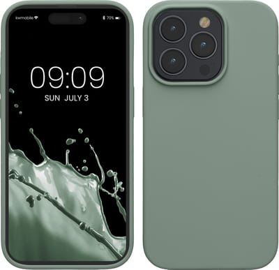 kwmobile Case voor iPhone 15 Pro Max - Slank TPU-Hoesje met Zachte Afwerking - In Regenwashed groen