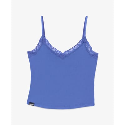 Superdry Essential Crop Top met Kanten Afwerking Blue Grootte: 40