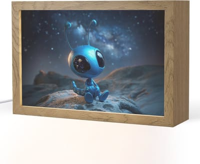Nachtlampje 30x20 cm - Kinder lampje - Ruimtewezen - Blauw - Galaxy - Tafellamp kinderkamer - Slaapkamer lamp - Bedlamp kinderen - Kinderlampje stopcontact - Wandlamp babykamer - Nachtlampjes