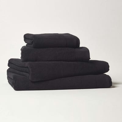 Homescapes Premium zeepdoekjes set van 2 zwart 30x30cm, Egyptisch katoen 700g/m²