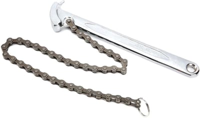 Verstelbare Pijpsleutel voor Oliefilters - Omkeerbare Ratelsleutel met Ketting, 23 cm en 156 mm voor Professioneel Gebruik
