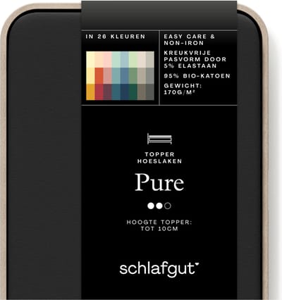 Schlafgut Jersey Pure topper hoeslaken - Tweepersoons - Off-Black