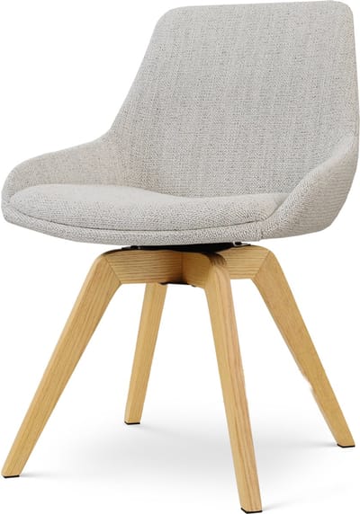 Nolon Noor-Isa draaibare Eetkamerstoel beige gemêleerd - houten onderstel - japandi stijl - houten poten - comfortabele zitting