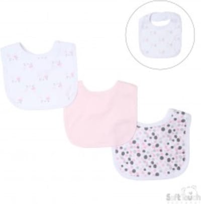 Soft Touch Slabbetjes Bunny 30 X 38 Cm Katoen Roze/wit 3 Stuks