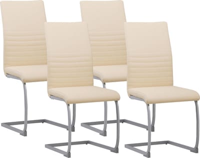 ALBATROS Sledestoel Murano, Beige - Schommelstoel Set van 4 met Modern Ontwerp en Kunstleren Bekleding - Keukenstoel, Gestoffeerde Eetkamerstoel, Eettafelstoel