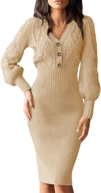 Elegante Dames Trui-jurk met Lange Mouwen en V-hals voor Winter