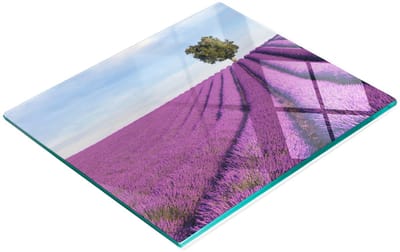 Decoratieve glazen snijplank met lavendelveldmotief, 60x52 cm