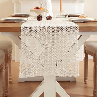 Beige Tafelkleed voor Rectangulaire Eettafel - Decoratie voor Buiten, Kerstfeest en Verjaardagen 35 x 180 cm