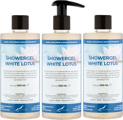 Douchegel White Lotus 500 ml - set van 3 stuks - met gratis pomp - Showergel