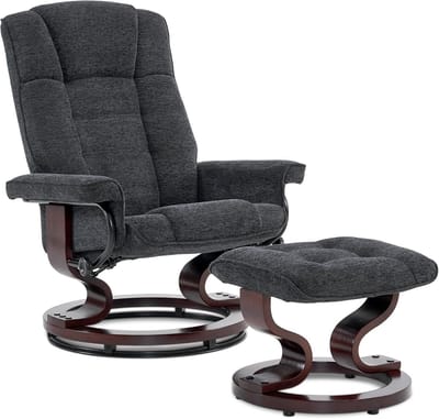 Relaxfauteuil met kruk - Draaibare TV-stoel - Comfortabel ontspannen - 360 graden draaibaar - 1325 x 77 x 100 cm