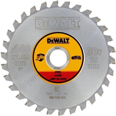 DeWALT Cirkelzaagblad voor Staal Ø 140mm Asgat 20mm 30T - DT1923-QZ