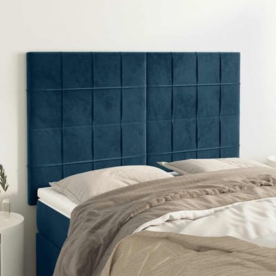 vidaXL - Hoofdbord - donkerblauw - 144x5x118/128 - cm - fluweel