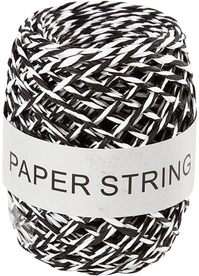 Papierkoord, dikte 1 mm, zwart/wit, 50 m/ 1 rol