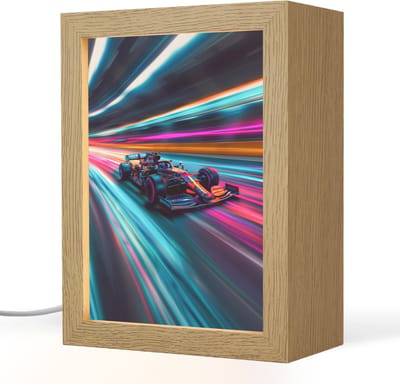 Nachtlampje 15x20 cm - Kinder lampje - Formule 1 - Auto - Race - Jongens - Kleurrijk - Tafellamp kinderkamer - Slaapkamer lamp - Bedlamp kinderen - Kinderlampje stopcontact - Wandlamp babykamer - Nachtlampjes