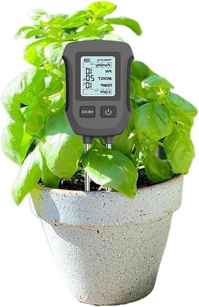 Bodemtester 5 in 1 - Plantenmonitor Bodem - Planten Groei Optimaliseren - LCD Met Verlichting - 130 gram - Zwart
