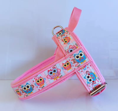 T tuig roze uiltjes anti trek hondentuig