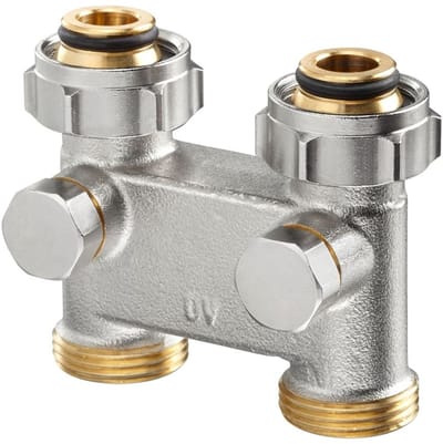 Oventrop Omkeerstuk met afsluiting G 3/4 ÜM x G 3/4 AG, messing, vernikkeld, doorstroomvorm, 50 mm 1016362
