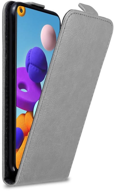 Cadorabo Hoesje geschikt voor Samsung Galaxy A21s in TITANIUM GRIJS - Beschermhoes in flip design Case Cover met magnetische sluiting
