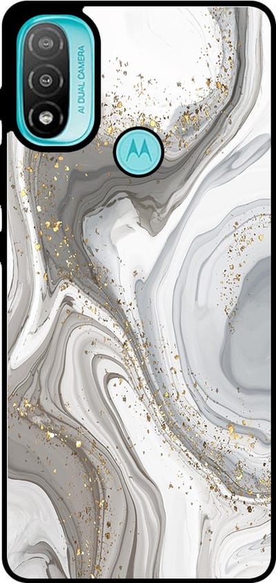 Smartphonica Telefoonhoesje Geschikt voor Motorola Moto E20 met marmer opdruk - TPU backcover case marble design - Zilver geschikt voor Motorola Moto E20